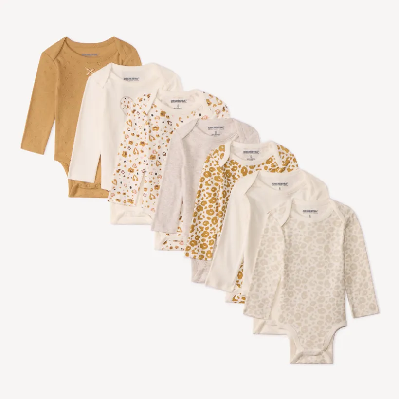 Lot de 7 bodies manches longues tachetés pour bébé fille
