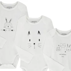 Lot de 5 bodies manches longues motif lapin pour bébé fille