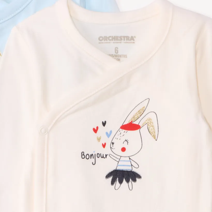 Lot de 7 bodies manches longues fantaisie pour bébé fille avec ouvertures différentes selon l'âge