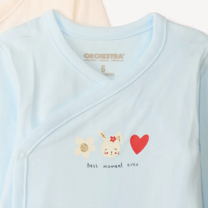 Lot de 7 bodies manches longues fantaisie pour bébé fille avec ouvertures différentes selon l'âge