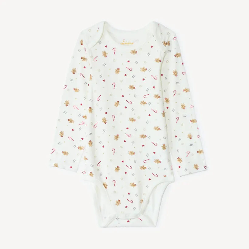Lot de 2 bodies manches longues de Noël pour bébé fille avec ouvertures différentes selon l'âge