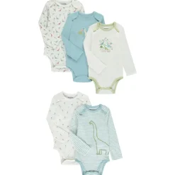 Lot de 5 bodies manches longues fantaisie pour bébé garçon avec ouvertures différentes selon l'âge