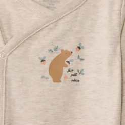 Lot de 5 bodies manches longues Ours pour bébé garçon avec ouvertures différentes selon l'âge