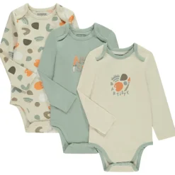 Lot de 3 bodies manches longues motif arty pour bébé garçon avec ouvertures différentes selon l'âge