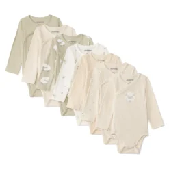 Lot de 7 bodies manches longues fantaisie pour bébé avec ouvertures différentes selon l'âge