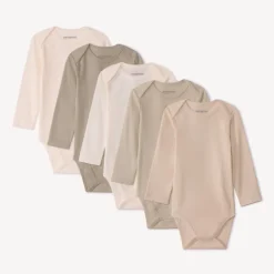 Lot de 5 bodies manches longues unis pour bébé