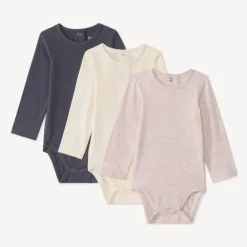 Lot de 3 bodies manches longues unis pour bébé
