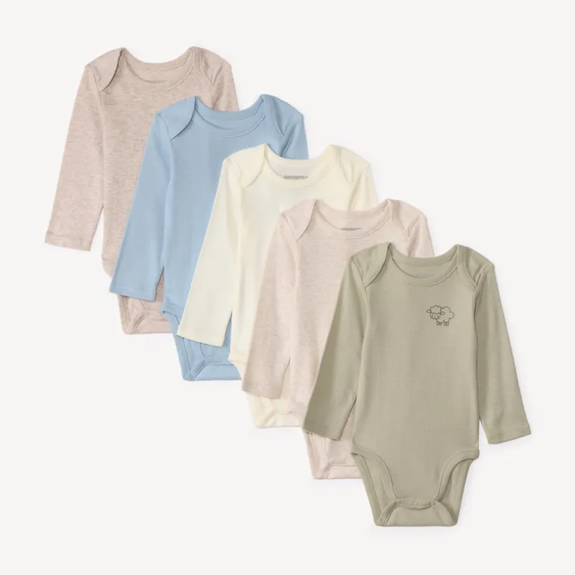 Lot de 5 bodies manches longues printés pour bébé garçon