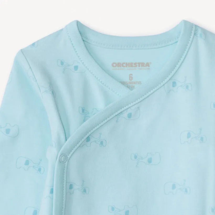 Lot de 2 bodies manches longues motifs éléphants pour bébé garçon