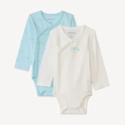 Lot de 2 bodies manches longues motifs éléphants pour bébé garçon