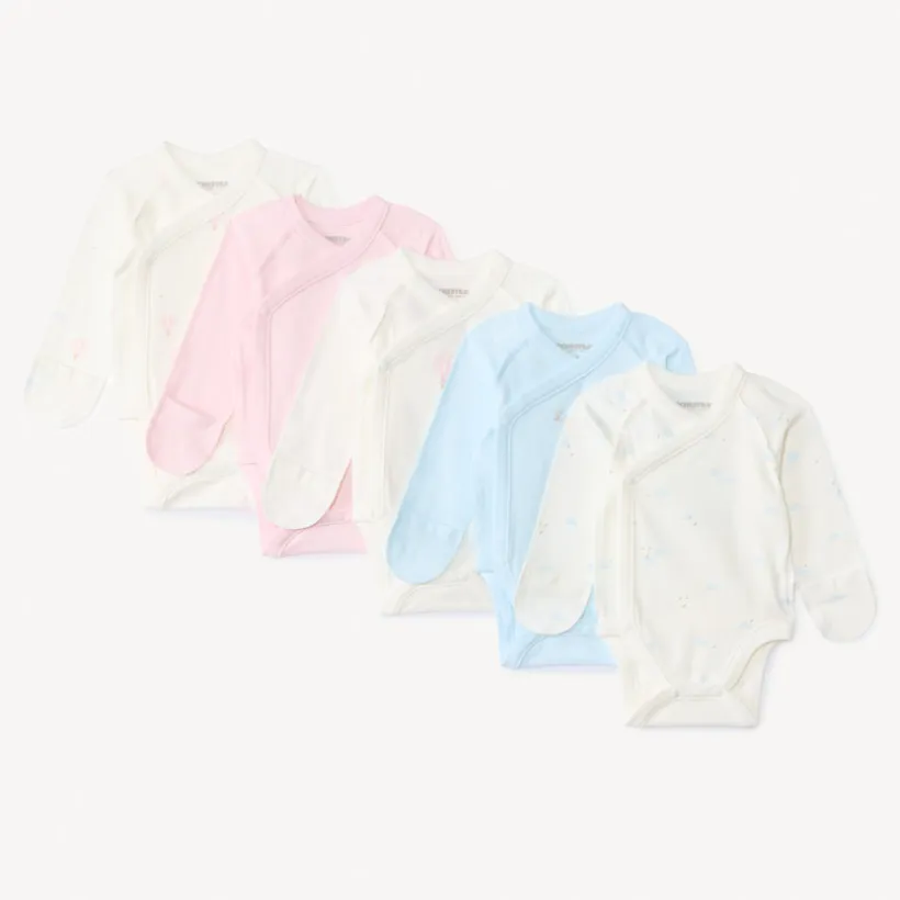 Lot de 5 bodies manches longues fantaisie pour bébé fille prématurée