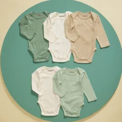 Lot de 5 bodies manches longues unis pour bébé