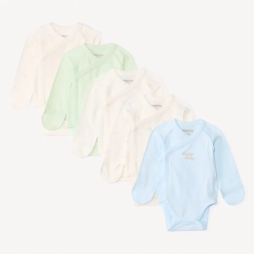 Lot de 5 bodies manches longues fantaisie pour bébé prématuré