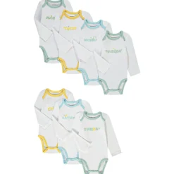 Lot de 7 bodies manches longues semainier pour bébé