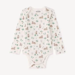 Lot de 5 bodies manches longues Léopard pour bébé garçon avec ouvertures différentes selon l'âge