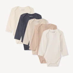 Lot de 5 bodies manches longues unis pour bébé