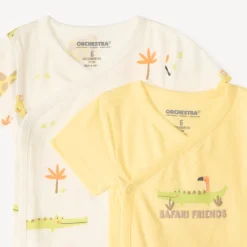 Lot de 5 bodies motifs safari fantaisie pour bébé garçon (ouvertures différentes selon l'âge)