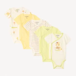 Lot de 5 bodies motifs safari fantaisie pour bébé garçon (ouvertures différentes selon l'âge)