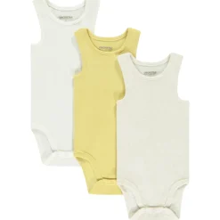 Lot de 3 bodies sans manches unis pour bébé garçon