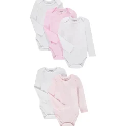 Lot de 5 bodies unis à manches longues pour bébé fille