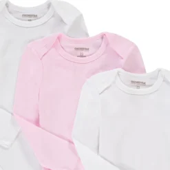 Lot de 5 bodies unis à manches longues pour bébé fille