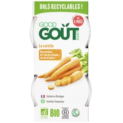 Lot de 2 bols de purée de carotte 120g