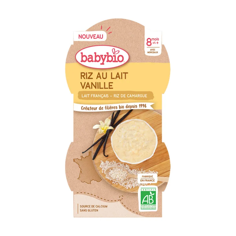 Lot de 2 bols de riz au lait vanille - 2 x 100 g