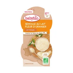 Lot de 2 bols de semoule au lait et fleur d'oranger - 2 x 100 g