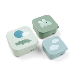 Lot de 3 boîtes à goûter Happy Clouds vert