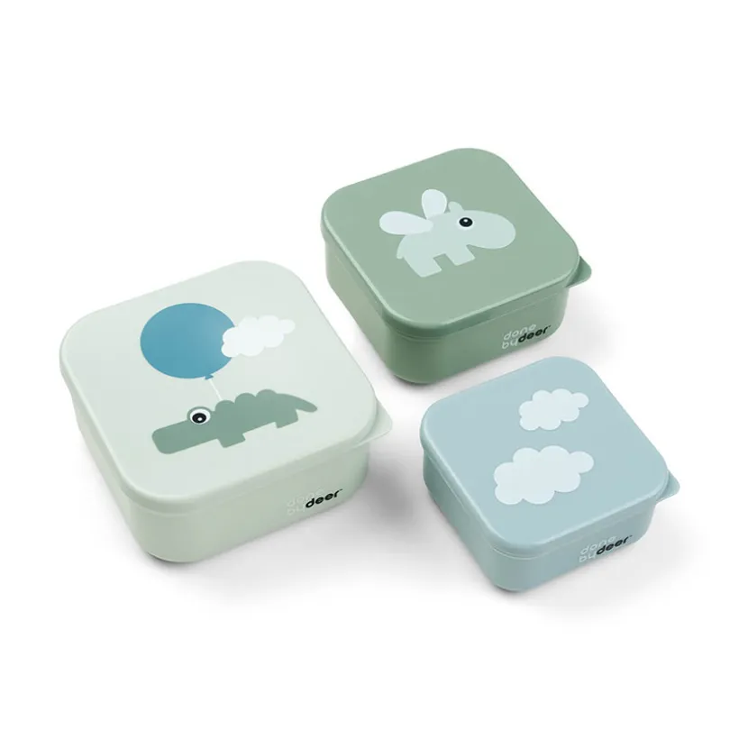 Lot de 3 boîtes à goûter Happy Clouds vert