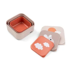 Lot de 3 boîtes à goûter Happy Clouds rose