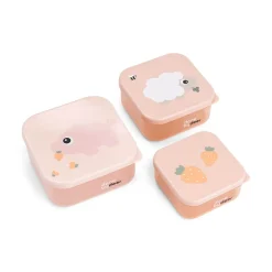 Lot de 3 boîtes à goûter Tiny Farm rose