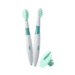 Lot de 2 brosses à dents éducatives 6m+ avec bague de sécurité