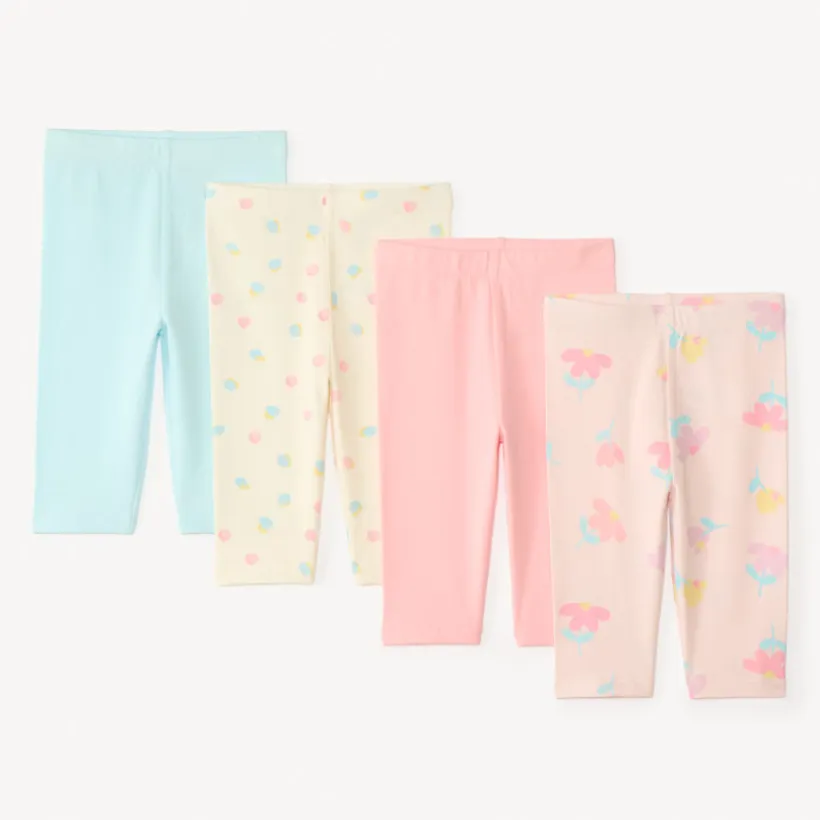 Lot de 4 caleçons corsaire uni + imprimé pour bébé fille