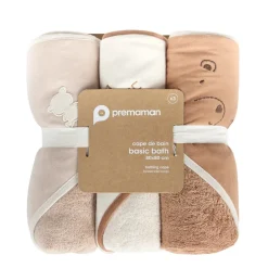 Lot de 3 capes de bain en éponge beige/marron