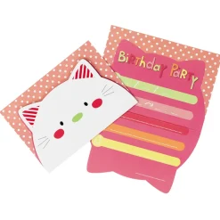 Lot de 10 cartons d'invitations anniversaire motif chat
