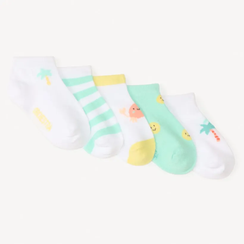 Lot de 5 chaussettes courtes fantaisie motifs plage pour bébé garçon