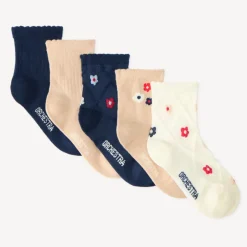 Lot de 5 chaussettes fille motifs fleuris