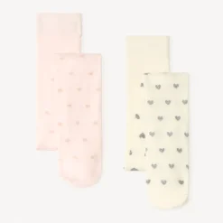 Lot de 2 collants épais motifs en lurex pour fille