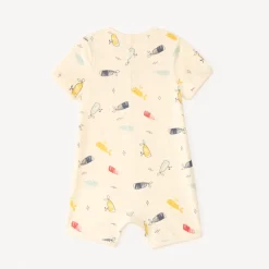 Lot de 2 combinaisons courtes en maille motifs baleines pour bébé garçon