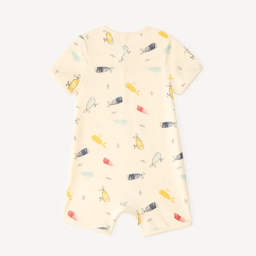 Lot de 2 combinaisons courtes en maille motifs baleines pour bébé garçon