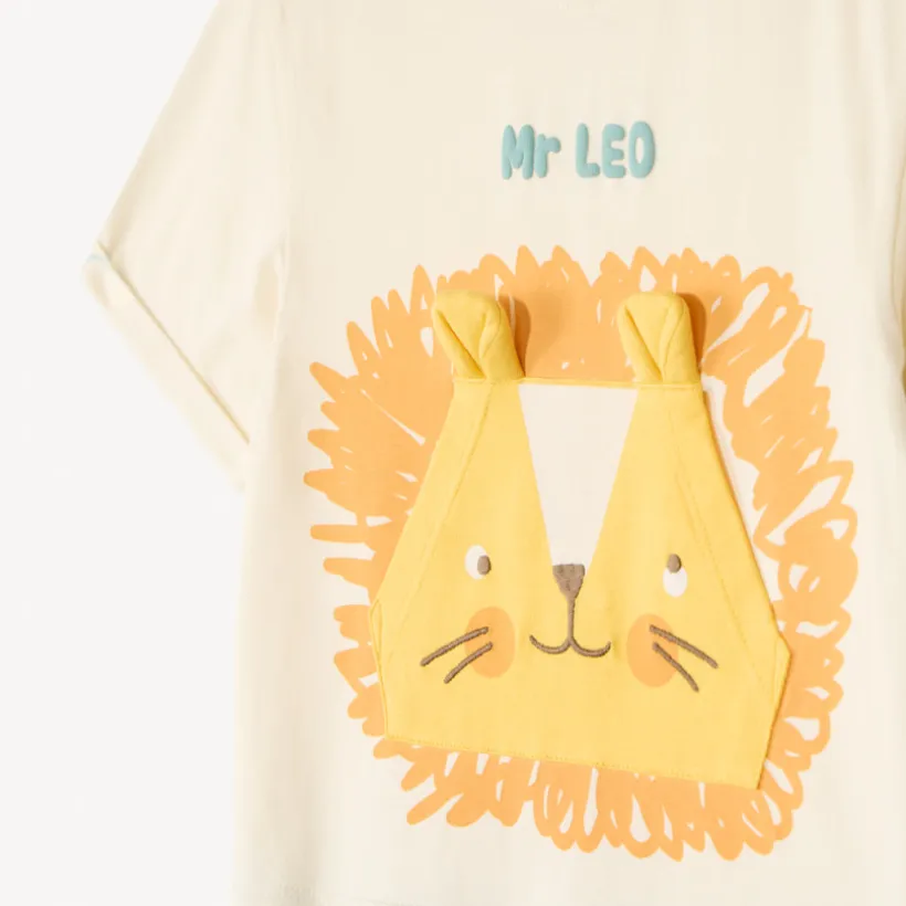 Lot de 2 combinaisons courtes en maille motifs animaux pour bébé garçon