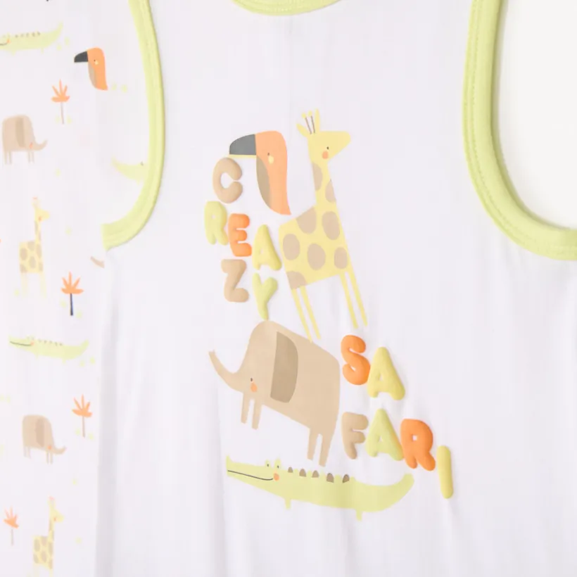 Lot de 2 combinaisons courtes motif safari pour bébé garçon