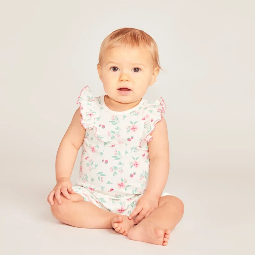 Lot de 2 combinaisons courtes motifs fleuris pour bébé fille