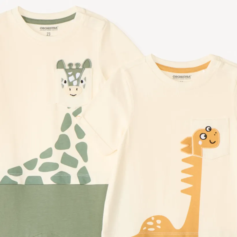 Lot de 2 combishorts effet 2 en 1 motif animal pour bébé garçon