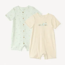 Lot de 2 combishorts motif voitures pour bébé garçon