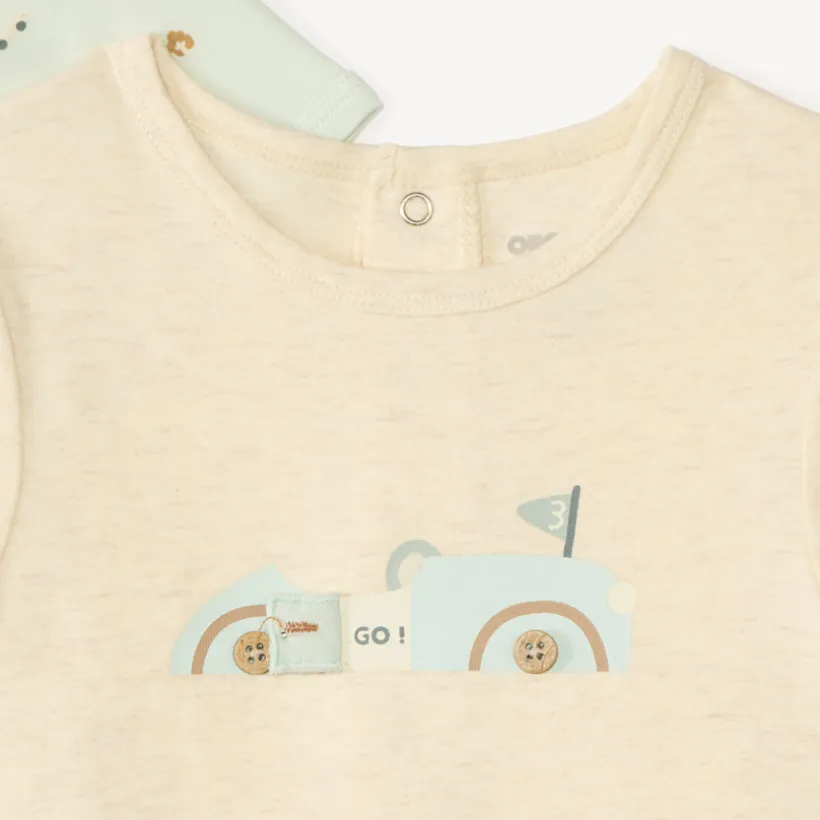 Lot de 2 combishorts motif voitures pour bébé garçon