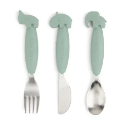 Lot de 3 couverts easy-grip Deer Friends vert