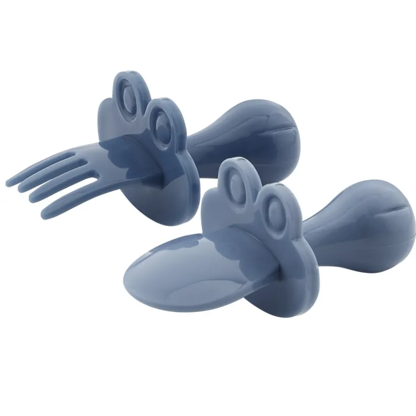 Lot de 2 couverts ergonomiques montessori Miamix bleu