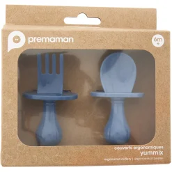 Lot de 2 couverts ergonomiques montessori Miamix bleu